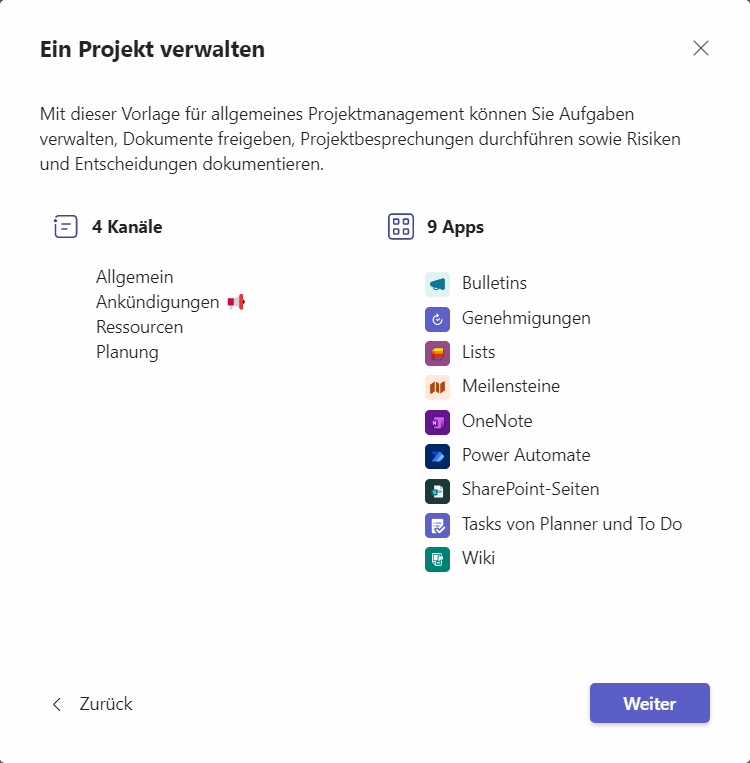 Microsoft Team Vorlage Projekt verwalten Projektmanagement Kanäle Apps Microsoft Team Vorlage Projekt verwalten Projektmanagement Kanäle Apps